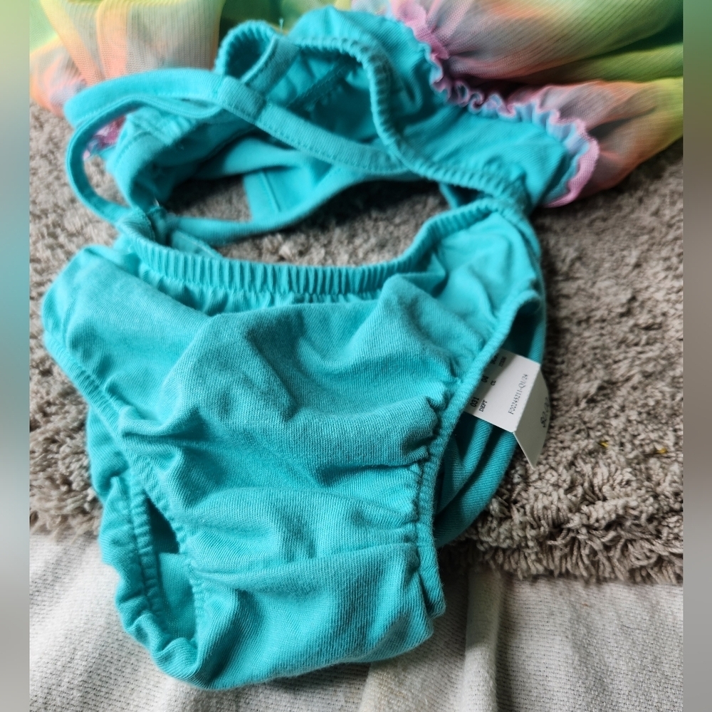 Toddler Girls' Cat & Jack Turquoise Rainbow Tulle Dress Size 12M - Picture 6 of 11